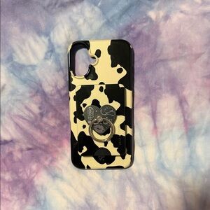 Velvet Caviar Black and Cream Cow Print Phone Case with Ring Grip
